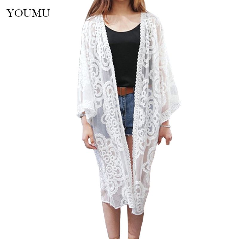 New Summer Women/'s Casual Long Sleeve Cardigan Ladies Thin Lace Top Coat Outwear