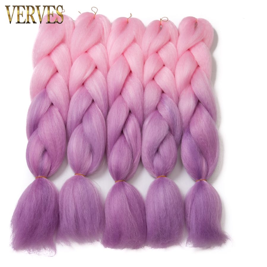 2019 Pink Purple Ombre Braiding Hair 100g Piece Synthetic Two Tone