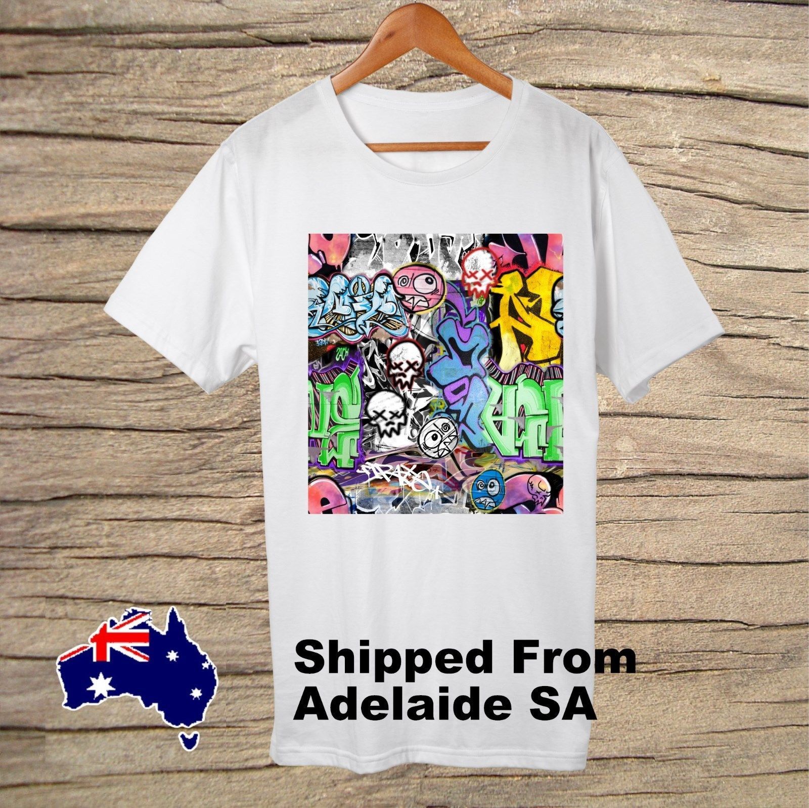New Colour Fashion S XXL Colourful Graffiti Print Gift Men T shirt