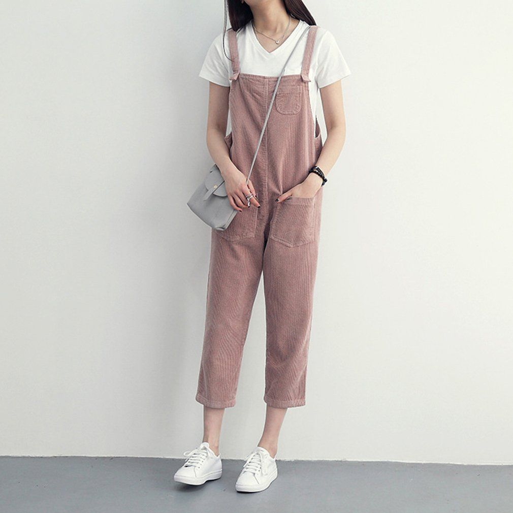 Acquistare Studenti Da Donna Salopette Di Velluto A Coste Larghe Primavera  Autunno Bretelle Pantaloni Da Donna Tinta Unita Pantalone Da Donna  Economico | Consegna Veloce E Qualità | It.Dhgate