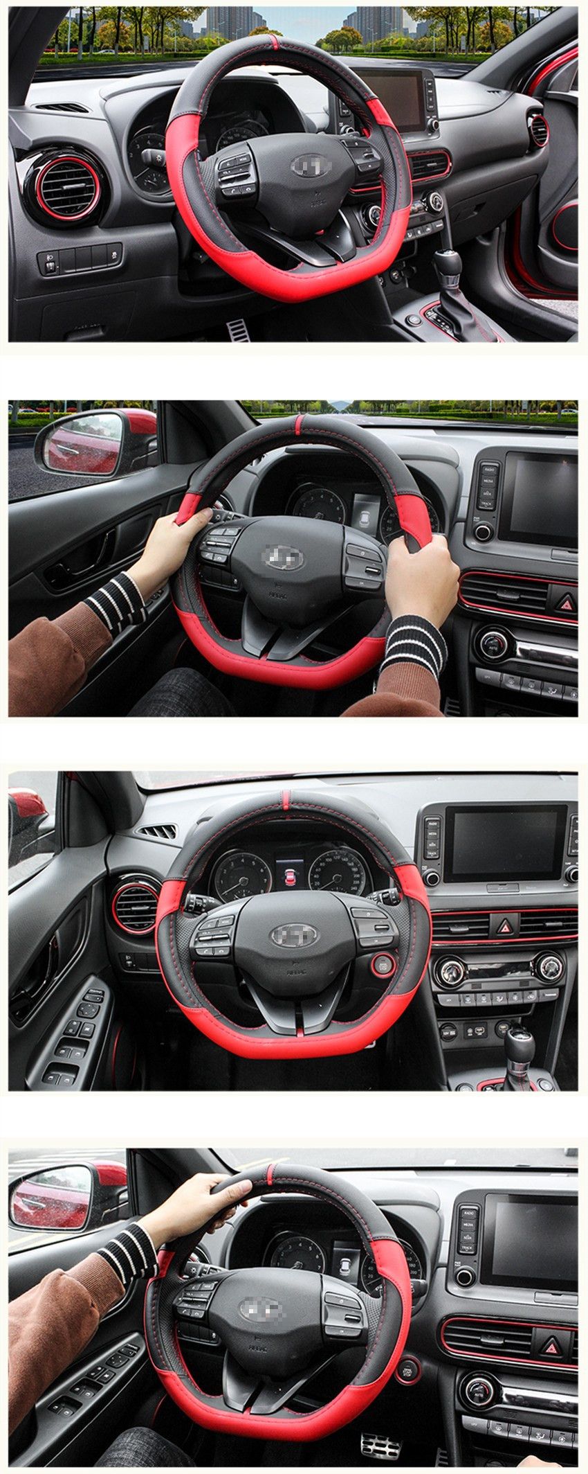 For Hyundai Kona 2018 Car Steering Cover Steering Wheel Covers Soft PU