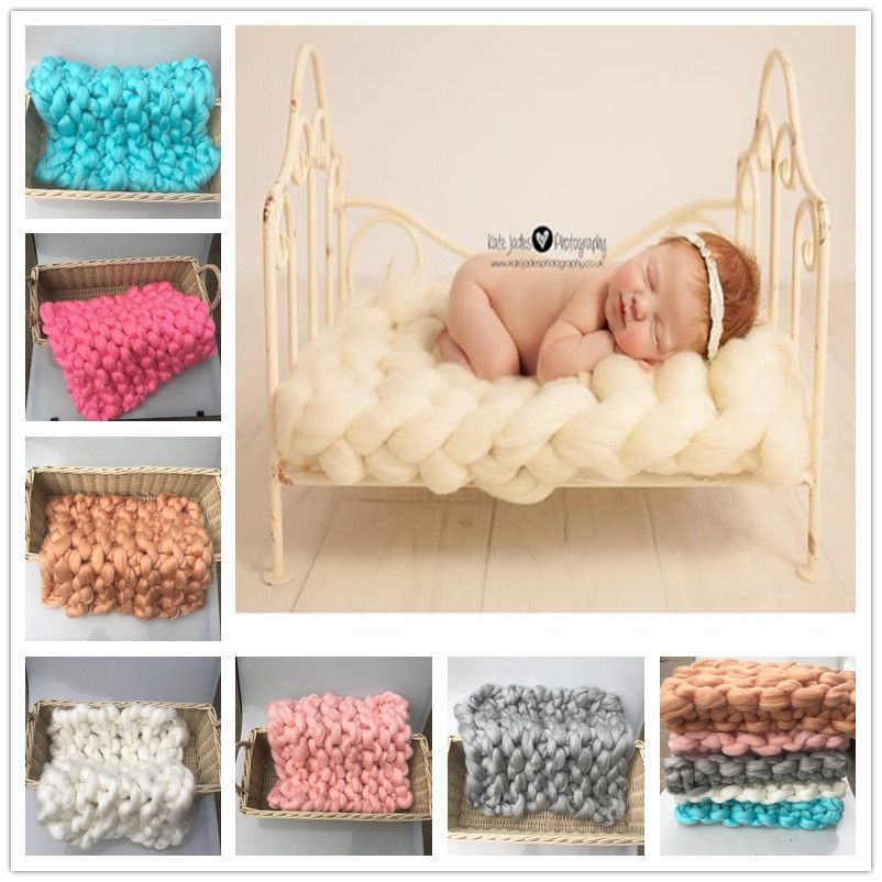 50cm Handmade Chunky Newborn Baby Infant Photo Props Basket Bed Filler Layer Rug Thick Fluffy