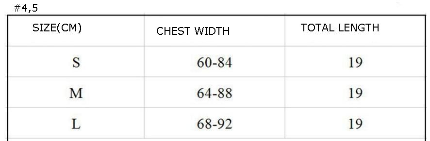 Camisole Size Chart