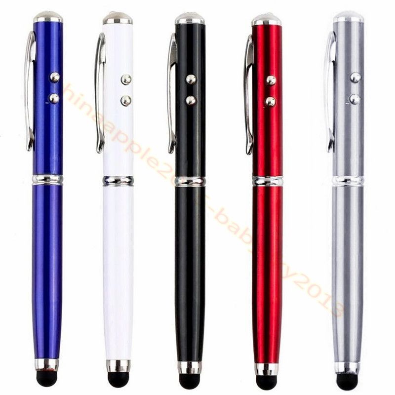 New 4-in-1 Black Stylus Light Ball Point Pen Laser Pointer for Capacitive Touch