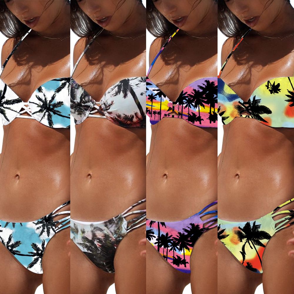 palm leaf print bikini