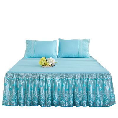 High Quality Home Comfort Solid Color Bed Skirt Pillowcase Brown
