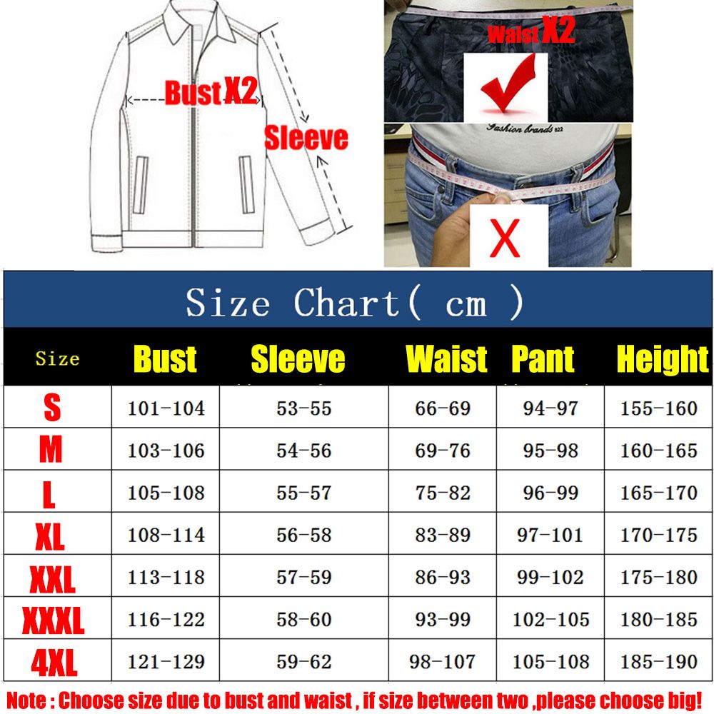 Ghillie Suit Size Chart