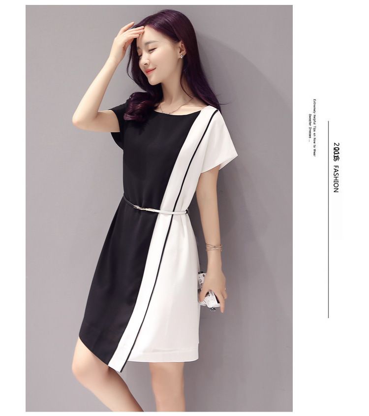 Acheter 2018 Robe Femmes Travail Formelle En Mousseline De Soie Style Tenue Decontractee Manches Courtes Col Rond Avec Ceinture Plus La Taille Noir Robes De Soiree Xxxl 1805003 De 8 38 Du Cicizi2016 Dhgate Com