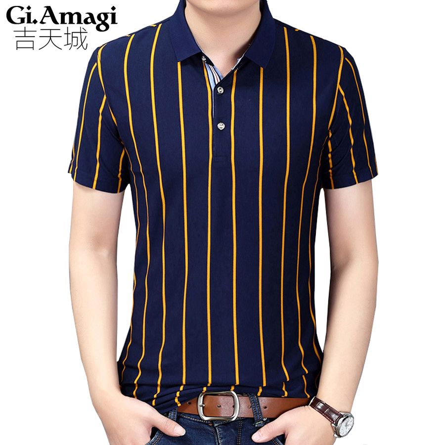 Frieed Mens Hipster Stripe Short Sleeve Business Polo T Shirt Frieed Mens Hipster Stripe Short Sleeve Business Polo T Shirt