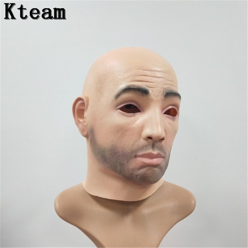 Halloween Party Cosplay Male Man Face Mask Latex Party Real Human Face