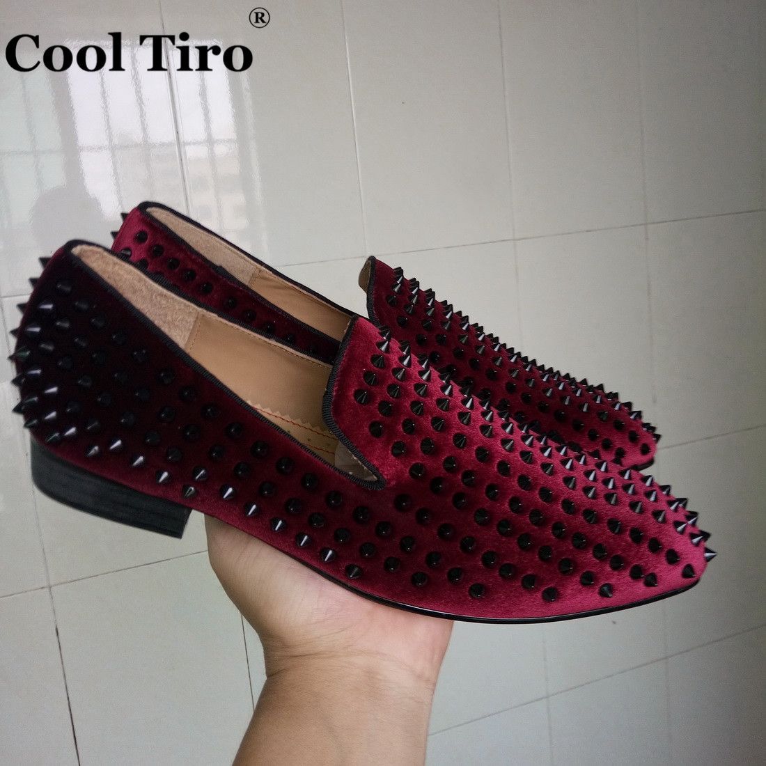 red velvet dress shoes