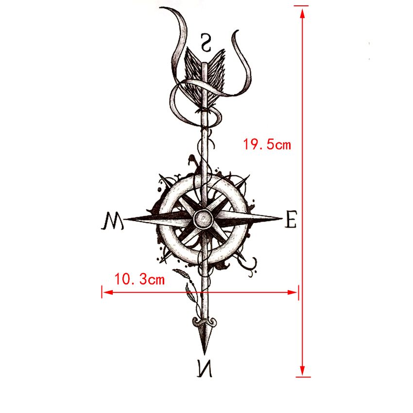 Grosshandel Kompass Pfeil Wasserdicht Temporare Tatowierung Aufkleber Harajuku Pfeil Tatouage Temporaire Tattoo Body Art Henna Tattoo Aufkleber Von Beautys8 2 61 Auf De Dhgate Com Dhgate