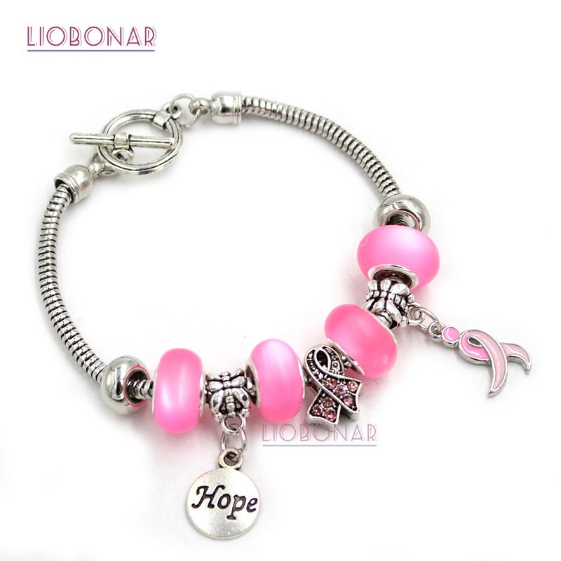 New Arrival Wholesale Breast Cancer Bracelet T Bar Toggle Closer Hope