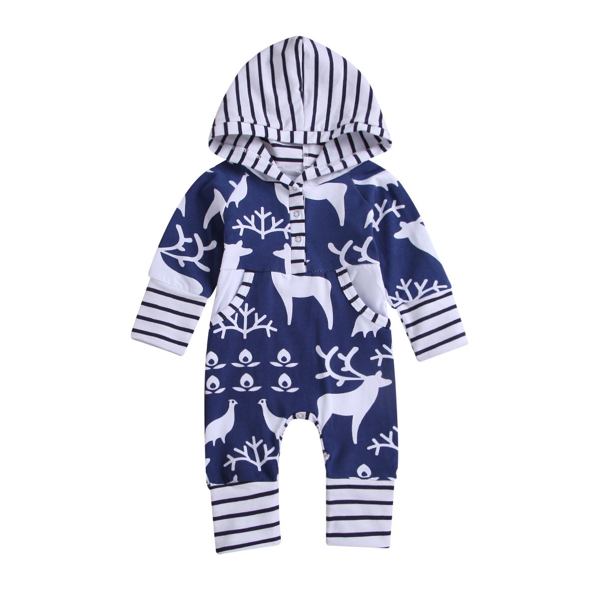 Afocuz Baby Rompers Cotton Onesies Boys Girls Long Sleeve Jumpsuit Coveralls Cartoon Outfits for Toddler Infants