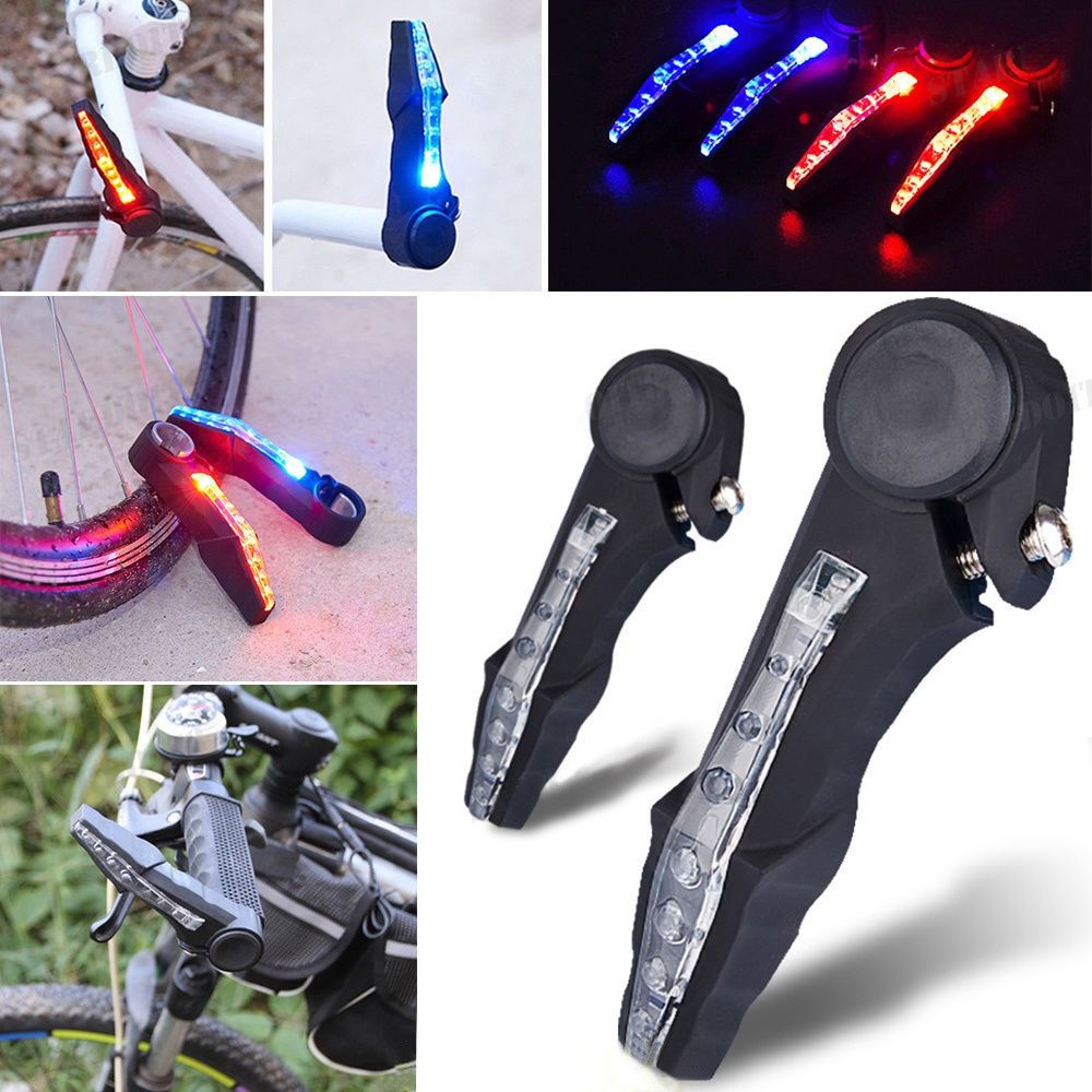 Bicycle Mountain Bike Handlebar Grips Ends LED Signal Warning Turn Light Lamp ND