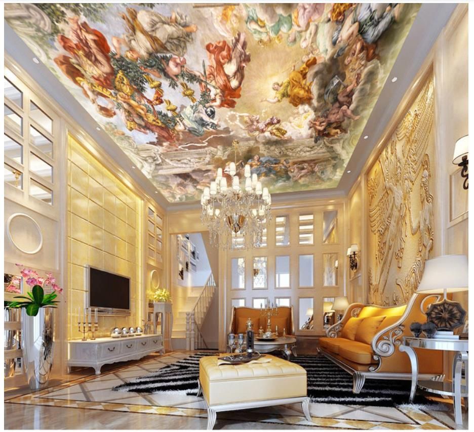 Custom 3d Wallpaper For Walls 3d Ceiling Wallpaper Mural Continental Angel Top Ceiling Mural Wallpaper 3d Livingroom Decoration Zenith Mural Hollywood