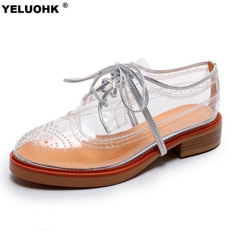 Acquistare 2018 Scarpe Basse Traspiranti Estive Donna Scarpe Brogue  Trasparenti Piattaforma Moda Femminile Scarpe Oxford Donna Stringate  Economico | Consegna Veloce E Qualità | It.Dhgate