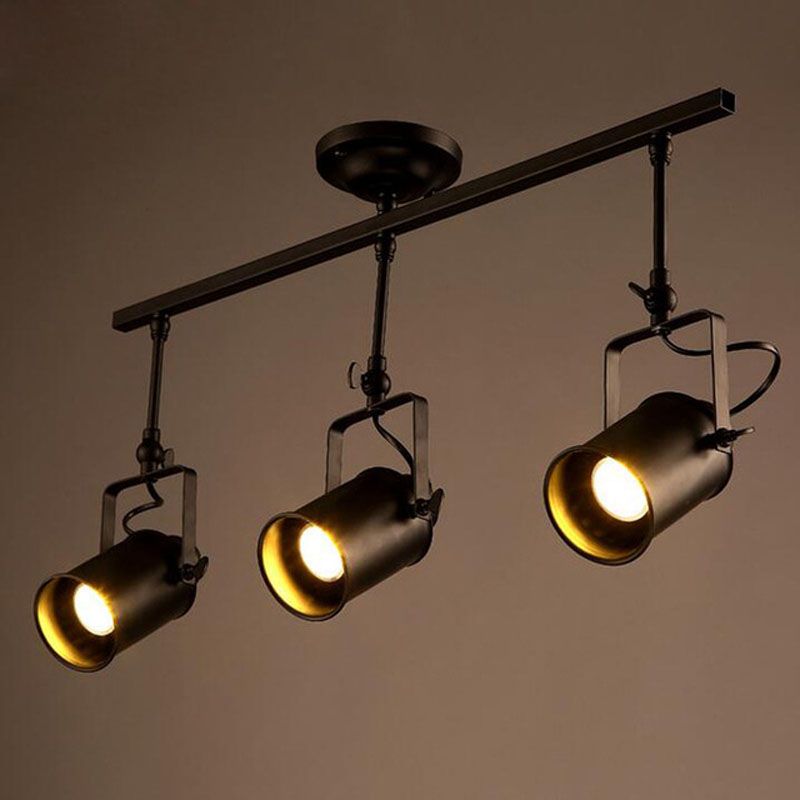 1 2 3 4 Heads Cylinder Loft Ceiling Pendant Light Industrial Track Lamp Spotlight Black Color Lights For Ceiling Pendant Light Kitchen From