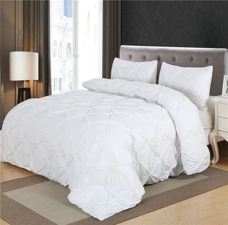 Black White Luxury Duvet Cover Set Pinch Pleat 2 Twin Queen King