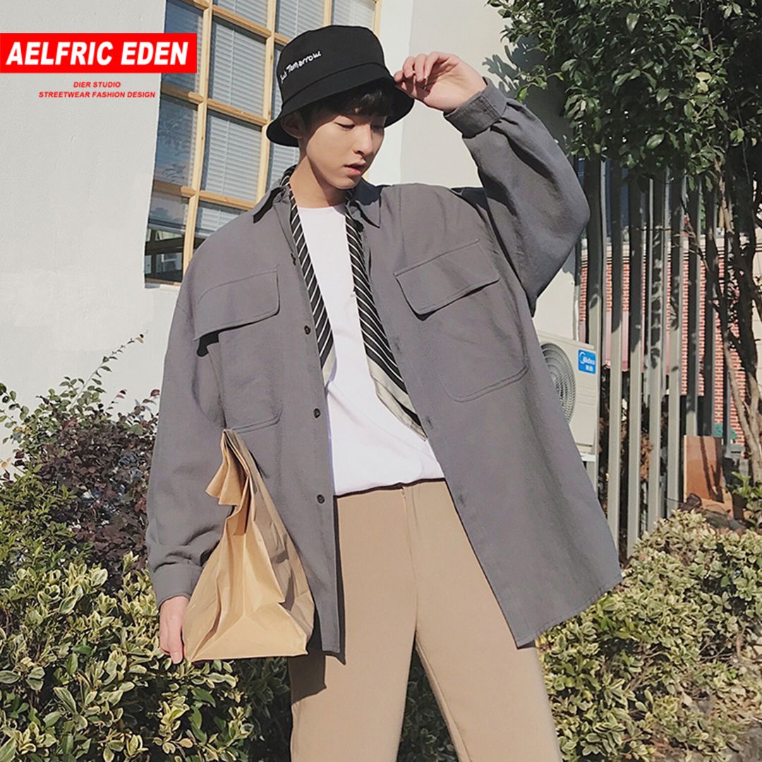 2020 Aelfric Eden Vintage Japanese Style Big Pockets Mens Shirts
