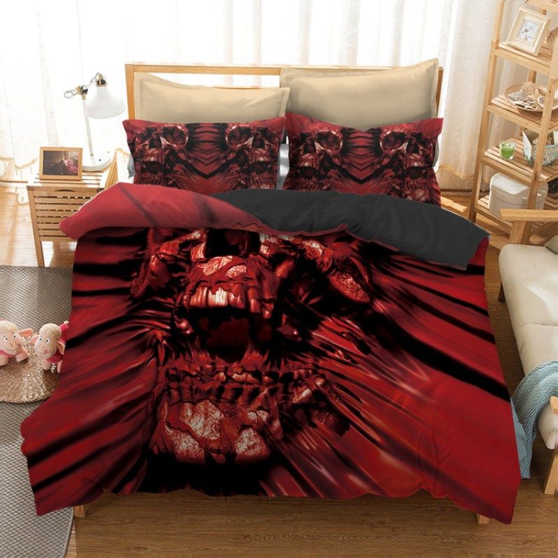 Skull Bedding Set King Size Bohemian Skull Print Duvet Cover Set