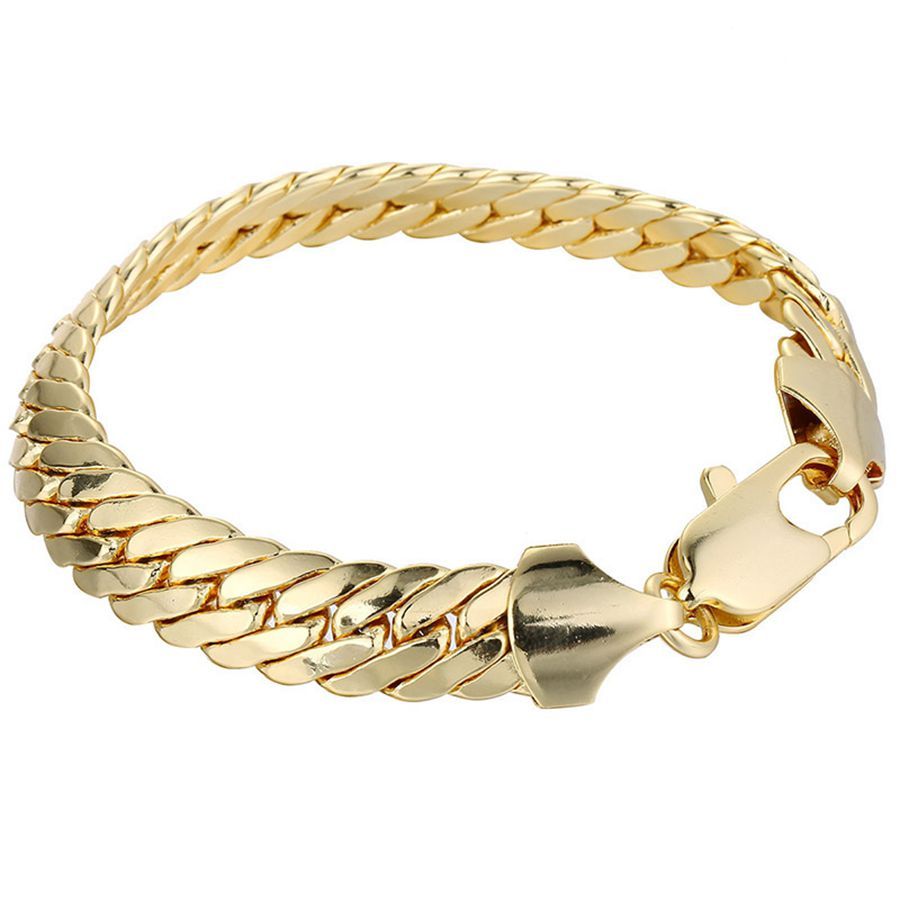 Compra Pulsera Para Mujer Para Hombre Cadena De Muñeca Sólida 18k Pulsera  De Espiga Llena De Oro Amarillo. Barato | Entrega Rápida Y Calidad |  Es.Dhgate