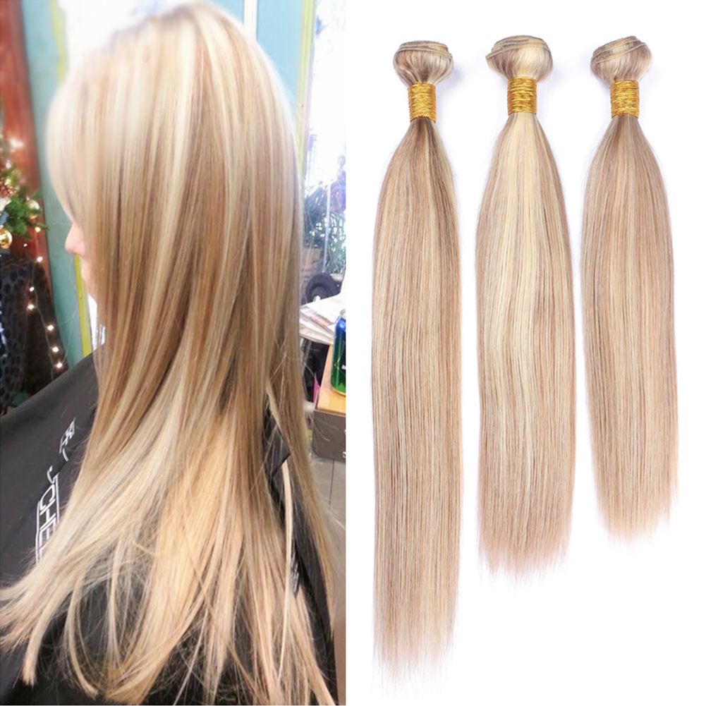 Strawberry Blonde Mix With Bleach Blonde Human Hair 3bundles