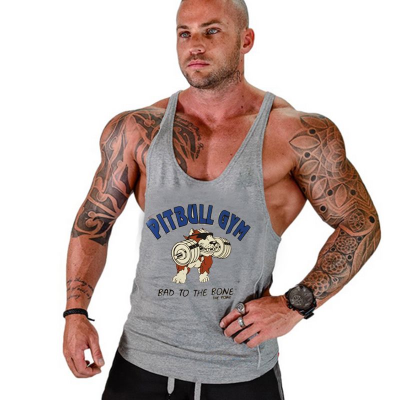 Mens Cartoon Cotton Fitness Loose Tank 