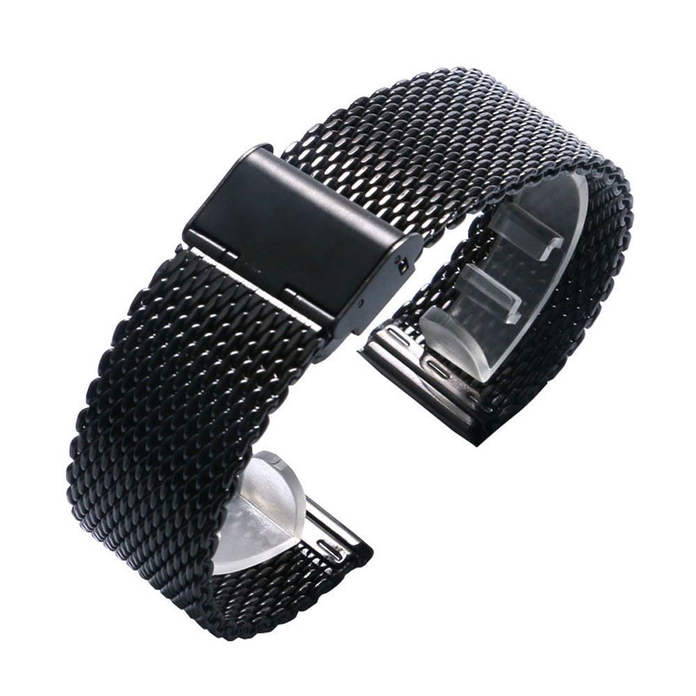 22mm black metal watch band