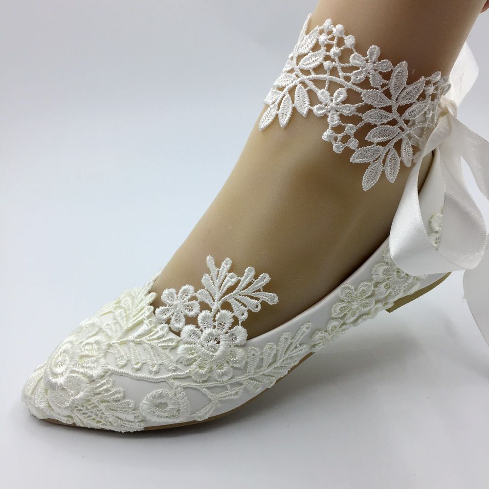 white lace flat shoes