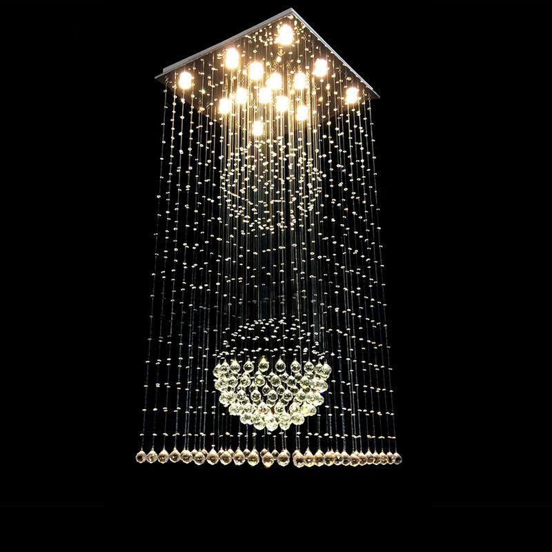 Square Ceiling Raindrop Crystal Chandelier For Staircase Square Ceiling Raindrop Crystal Chandelier For Staircase