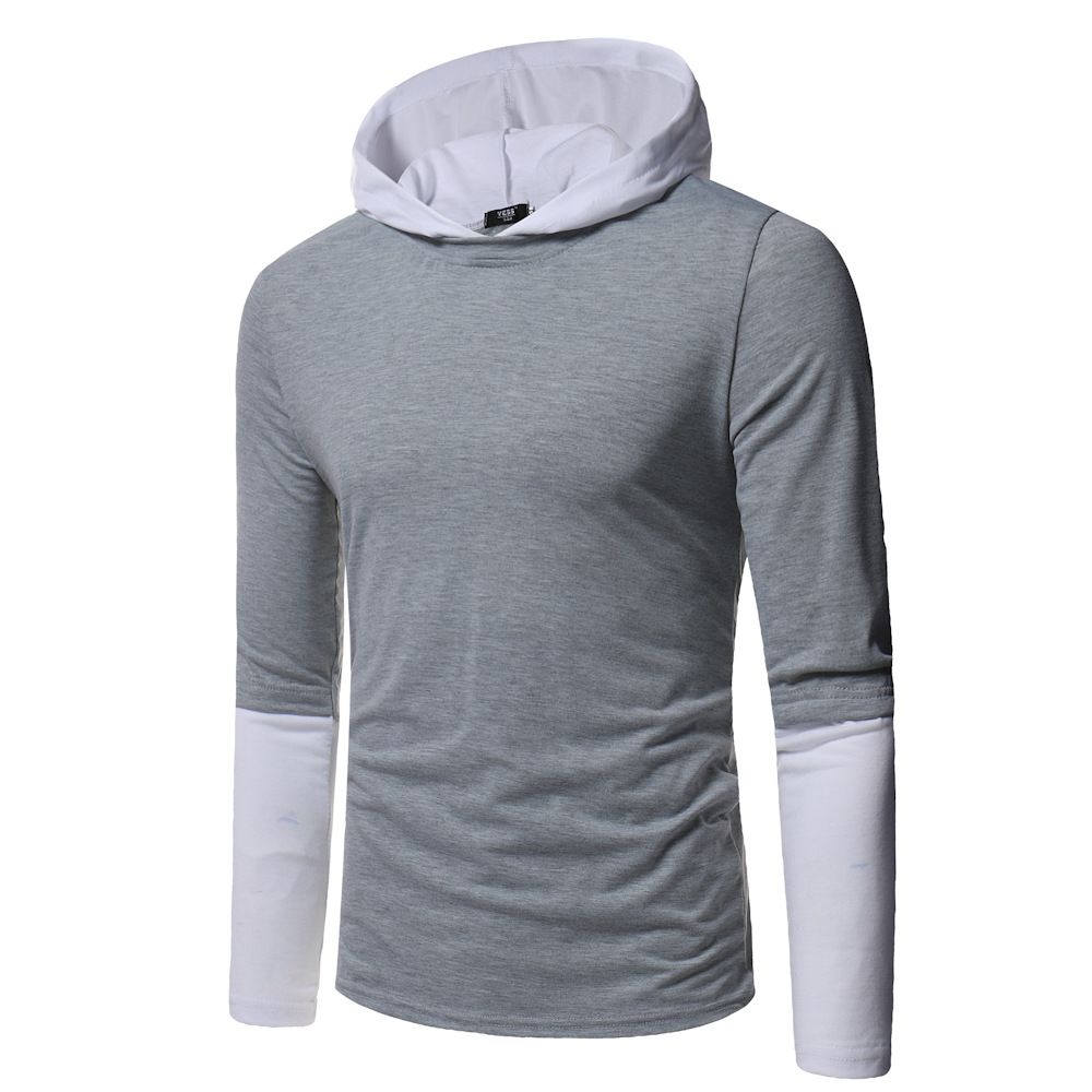 Autumn New Mens Fashion Hooded Sweatshirt With A Half Sleeve Shirt And ...