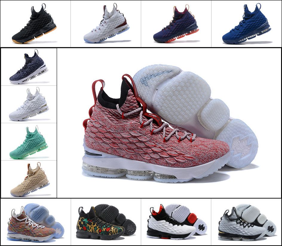 nuevos Lebron 15 Graffiti Lebrons 15s zapatos al aire libre Ghost Red Grey Hombres Ashes