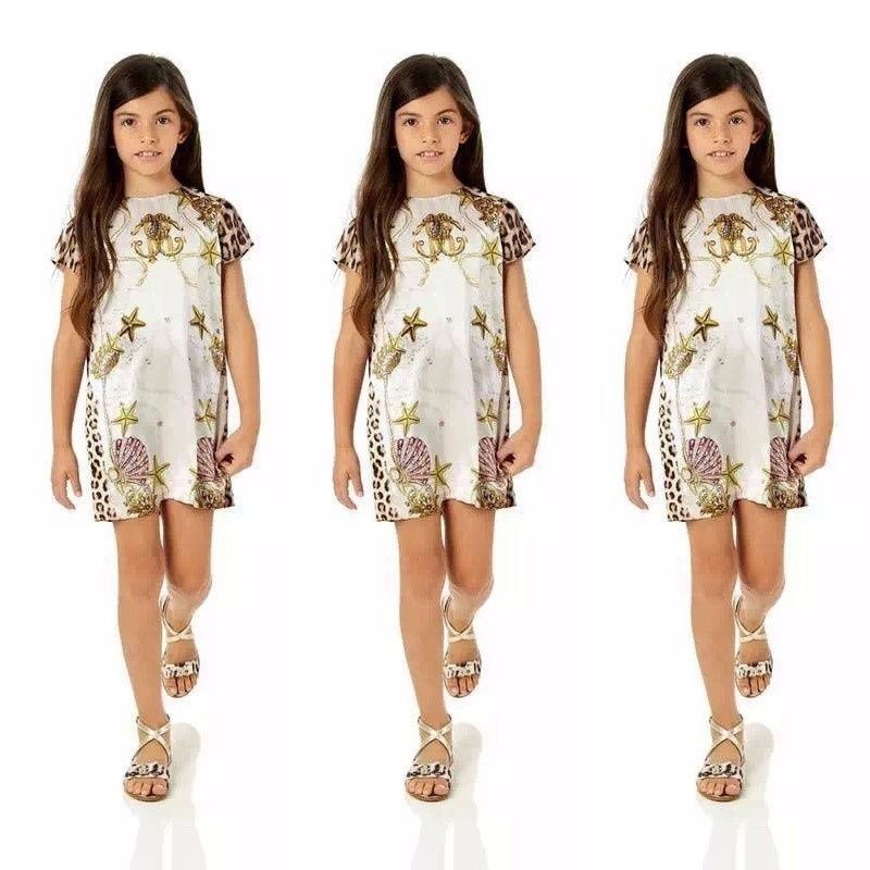 Vetements Enfants Coton Shell Etoile De Mer Impression Mariage Ete Robes De Filles 2 7 Ans Vente Chaude Bebe Fille Imprime Robe Du 8 7 Dhgate