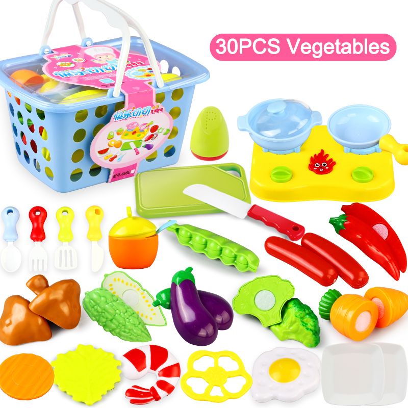 Covermason Jeu dimitation Jouet Alimentaire Plastic Fruit Vegetable Cuisine Cutting Jouets Set Enfants Jouets 12Pcs 