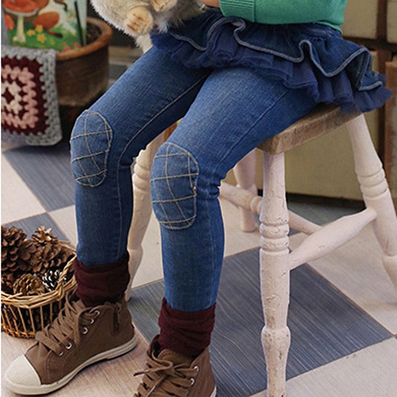 saia jeans com legging