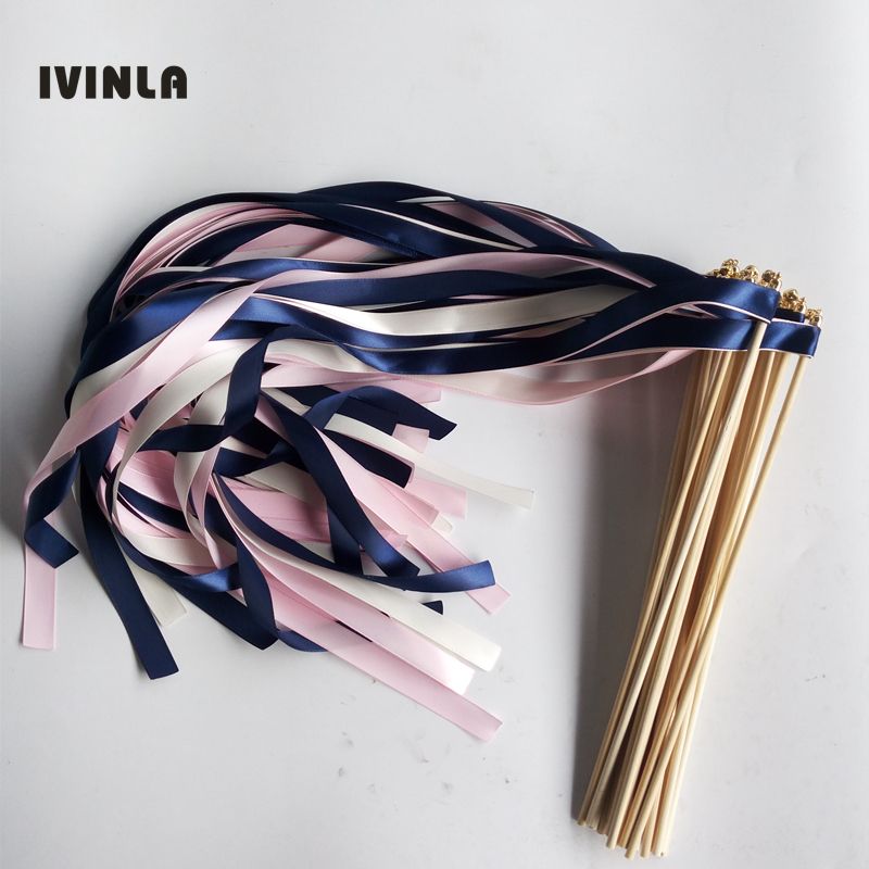 2020 Grey Navy Pink Wedding Ribbon Wands With Sliver Bell For Wedding Decoration From Meinuo010 34 35 Dhgate Com