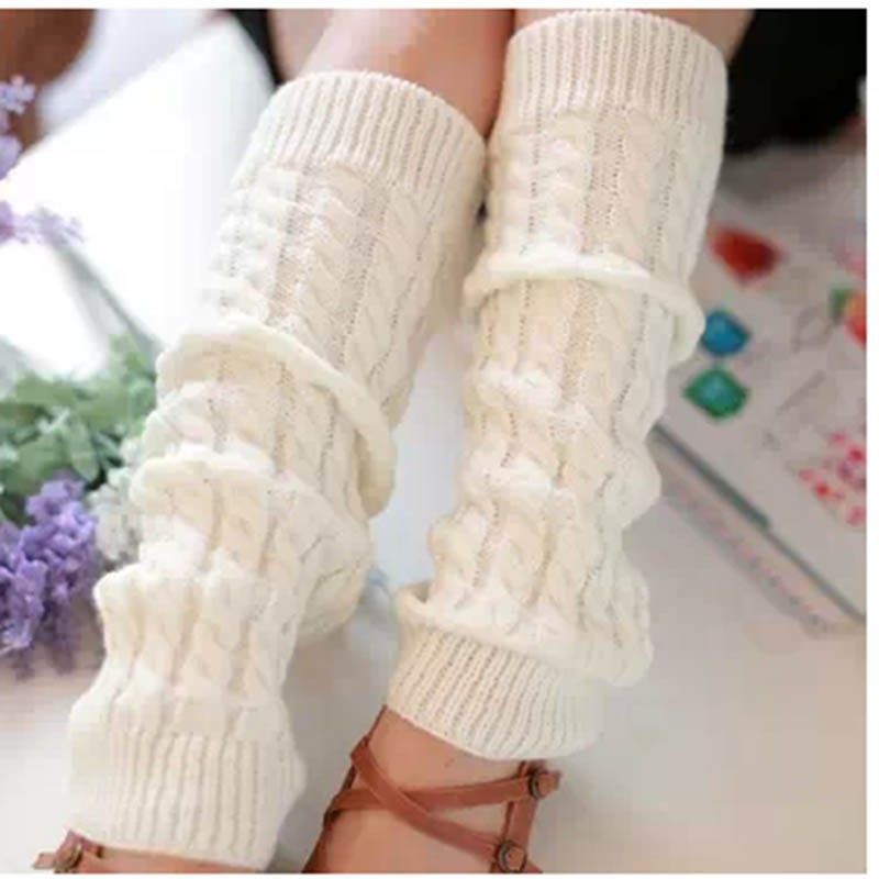 Señoras de las mujeres Invierno Punto Crochet Calentadores de botas Rodillera Legging