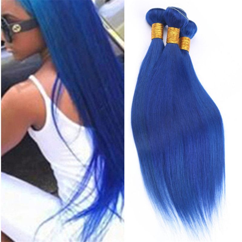 Dark Blue Virgin Peruvian Human Hair 3 Bundles Deals Silky