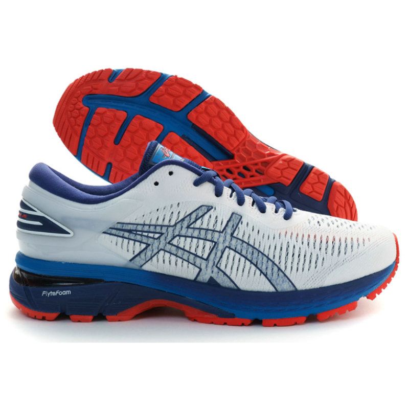 asics red white and blue running shoes