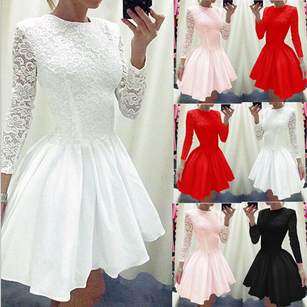 long sleeve skater party dress