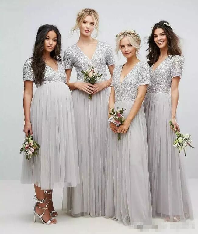 bridesmaid dresses silver