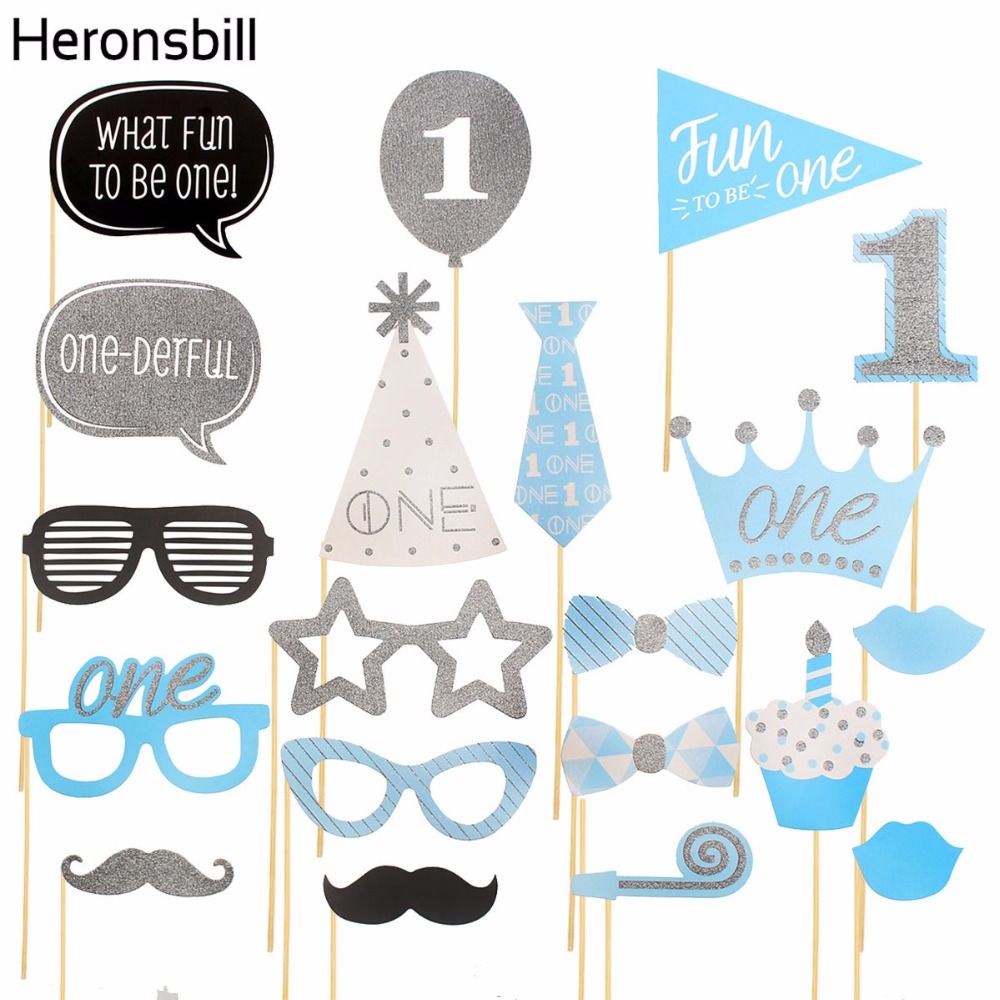 Heronsbill First Birthday Photo Booth Props Baby Boy Girl 1st