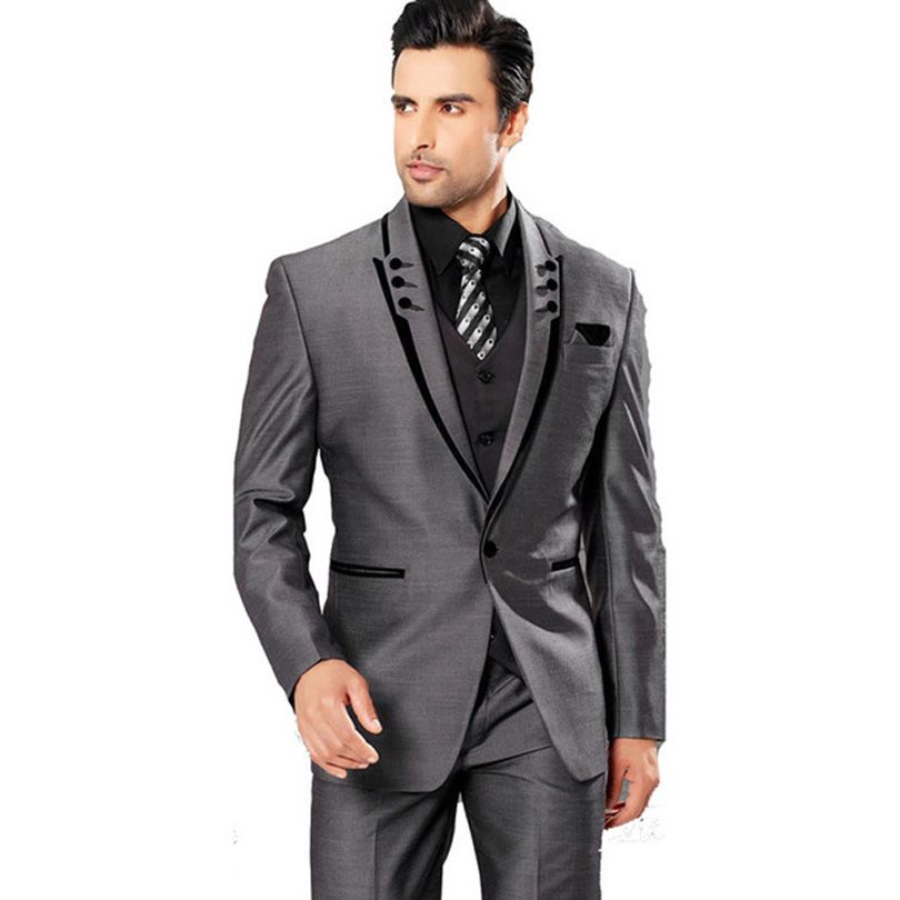 Compra Blazer De Hombre Italiano Trajes De Hombre Hechos A Medida Traje  Recortado Esmoquin Novio Edge Trajes De Boda 3 Piezas Padrinos De Boda  Chaqueta + Pantalones + Chaleco Barato | Entrega