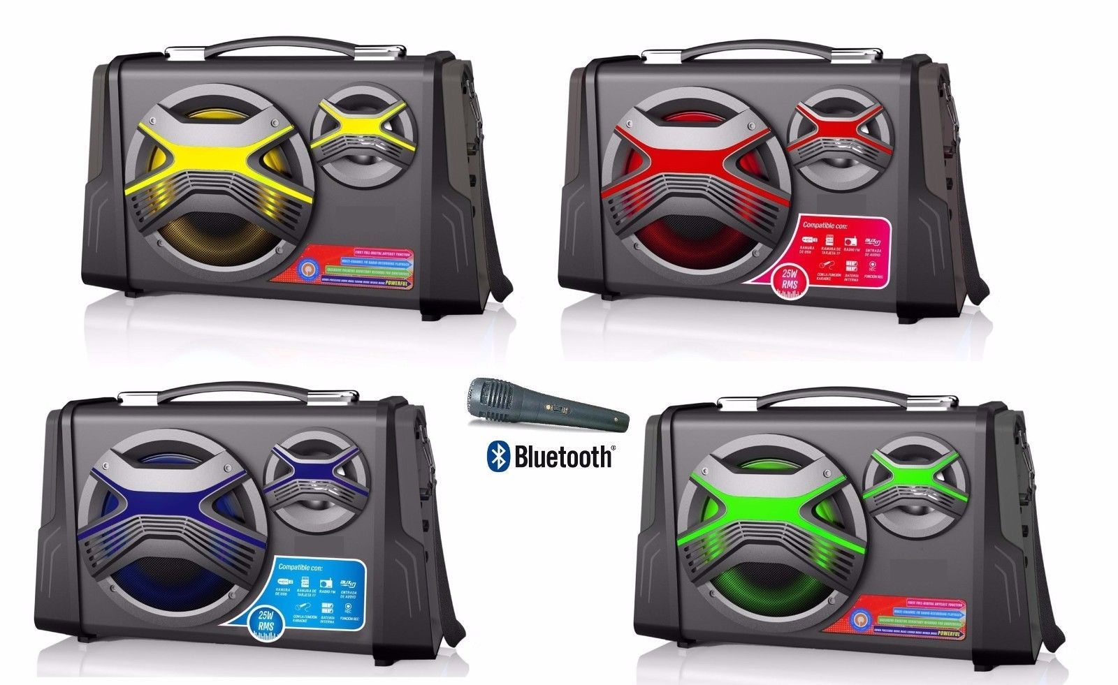 ALTAVOZ 2 ALTAVOCES BLUETOOTH USB RADIO FM AUX BATERIA