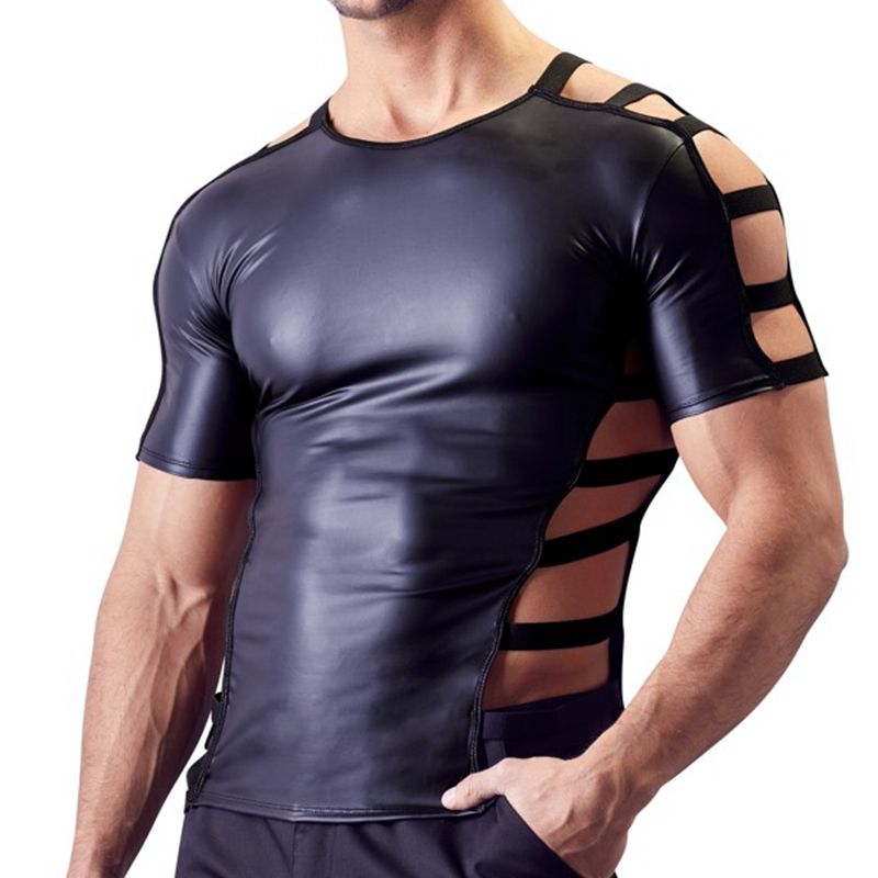 Compra Hombre Sexy Cuero Faux T SHIRTS Hombre Moda Hombres Negro Nylon Tees  Tres Camisetas Tintas Gay Funny Subshirts Dancewear Ropa De Corsé Barato |  Entrega Rápida Y Calidad | DHgate Spain