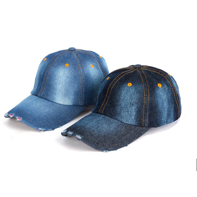 washed denim baseball cap