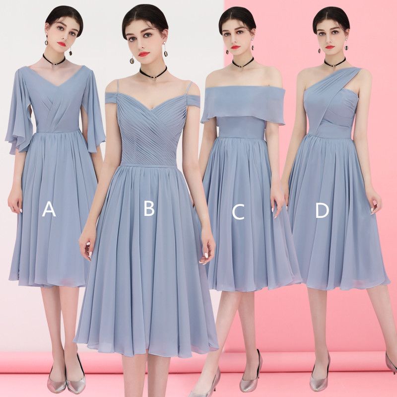 blue midi bridesmaid dress