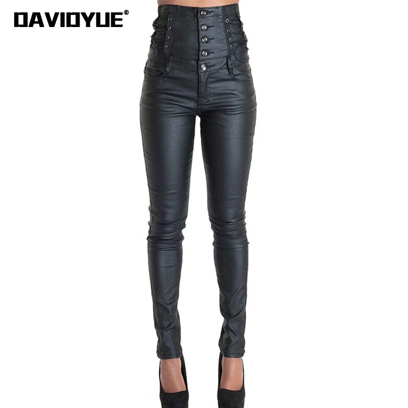 high waisted black leather pants