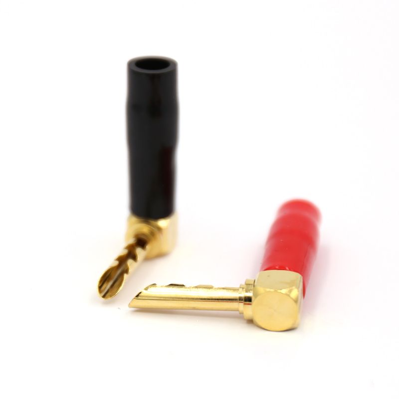 4x Right Angle Gold 4mm Banana Plug Audio Speaker Cable Connector Screw Type US